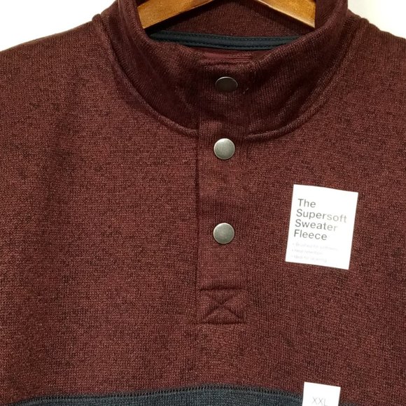 Men's XXL Plum/Navy SuperSoft Fleece Sweater/Top  NWT  Snap Collar  MS13K403RB - Picture 5 of 11